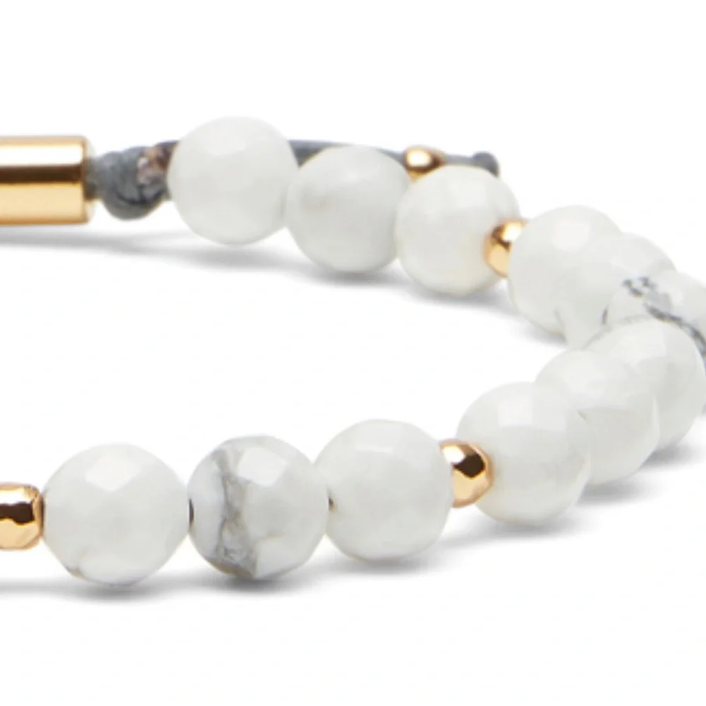 Gorjana Power Gemstone Beaded Bracelet | NWT | Howlite & Gold - Picture 5 of 9
